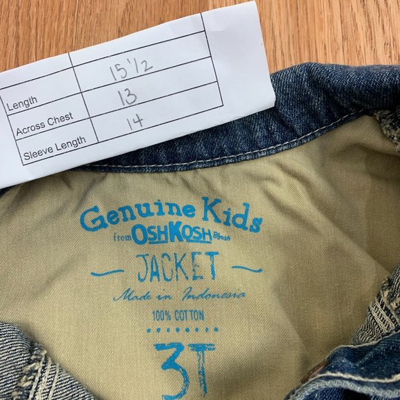 Genuine Kids OSHKOSH Toddler Girl Jean Jacket 3T 100% Cotton Button Accessories - Picture 5 of 5